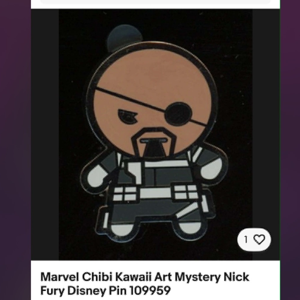 Marvel Chibi Character Pin in Black and Gray